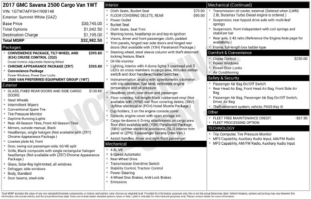 2017 GMC Savana Cargo