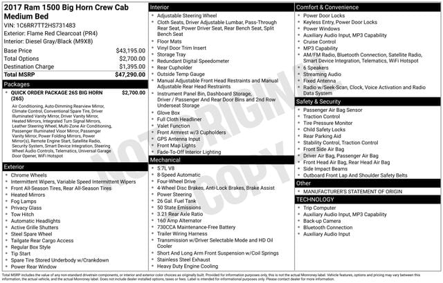 Used 2017 RAM Ram 1500 Pickup Big Horn with VIN 1C6RR7TT2HS731483 for sale in Lockhart, TX