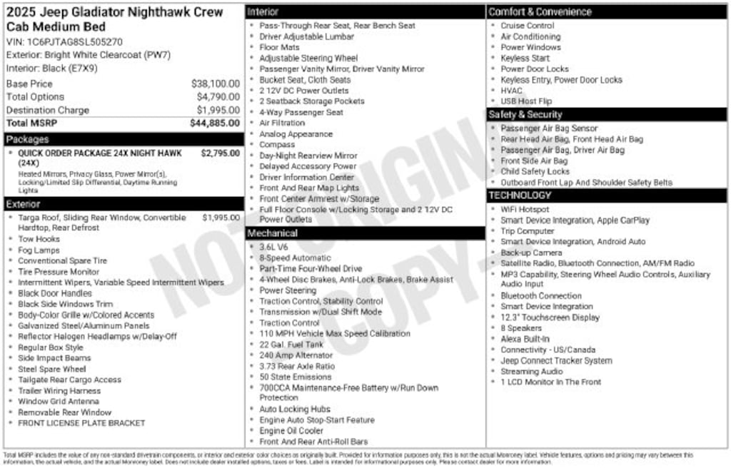 Used 2025 Jeep Gladiator Sport Truck Crew Cab