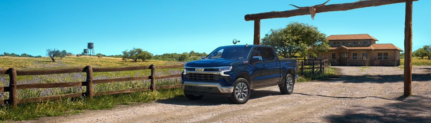Chevrolet Silverado 1500 Truck entering a cattle ranch