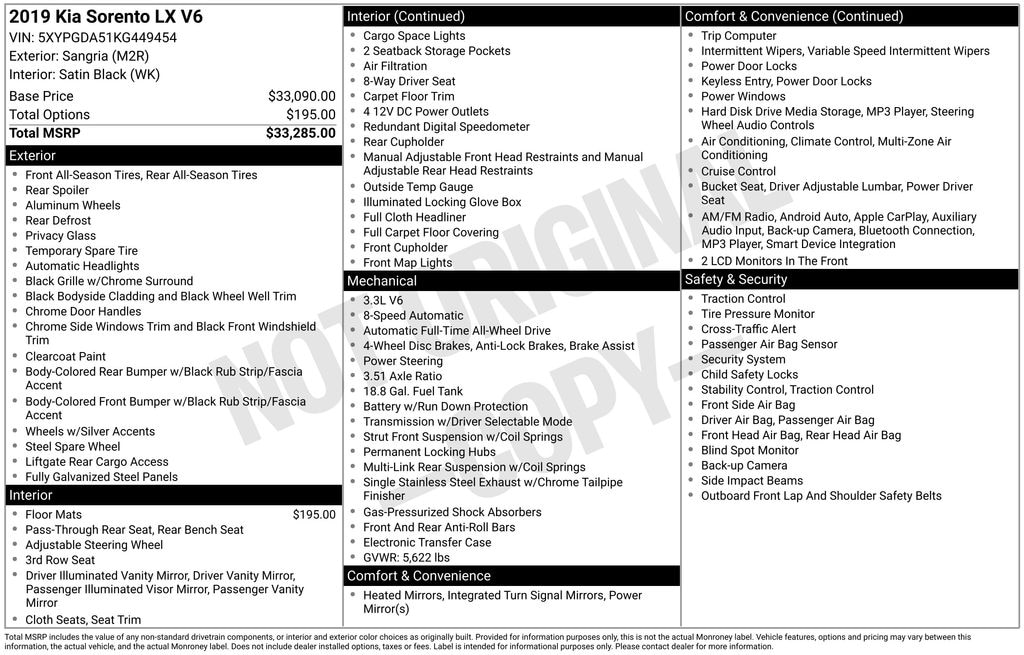 Used 2019 Kia Sorento 3.3L LX SUV