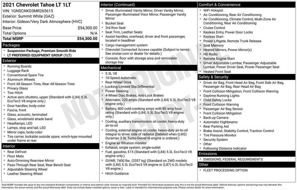 Used 2021 Chevrolet Tahoe LT SUV