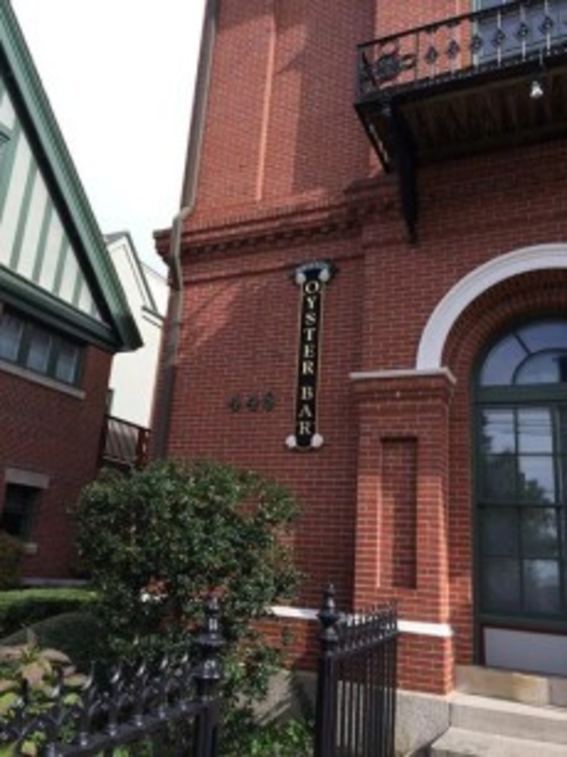 The front brick building of the Bristol Oyster Bar