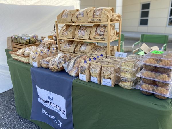 Their set up of fresh baked cookies and breads.