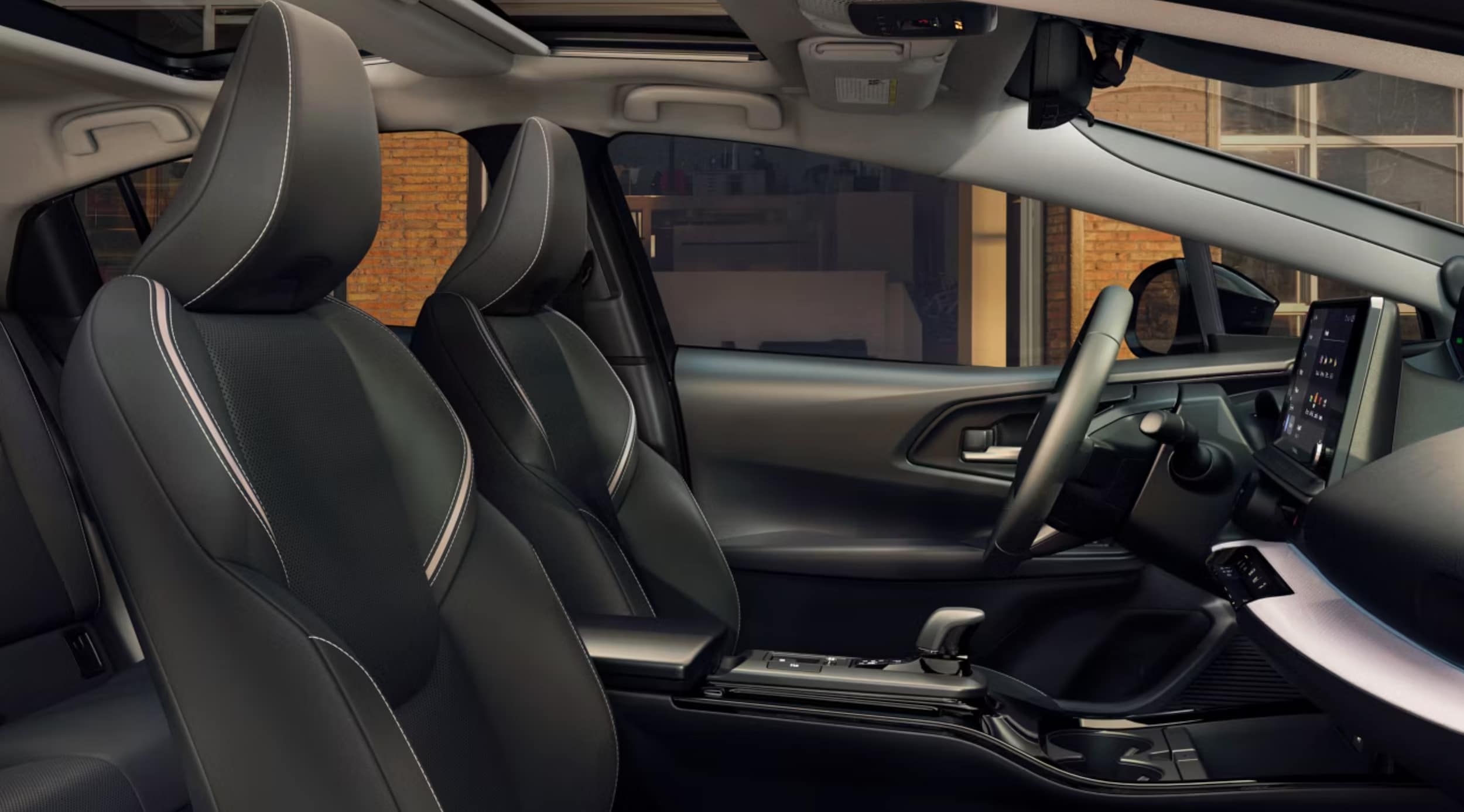 2026 Toyota Prius Limited AWD interior shown in Gradient Black SofTex® trim for sale near Austin, TX