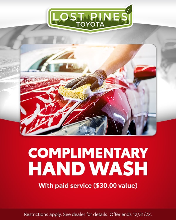 Complimentary Hand Wash with Paid Service ($30 Value).