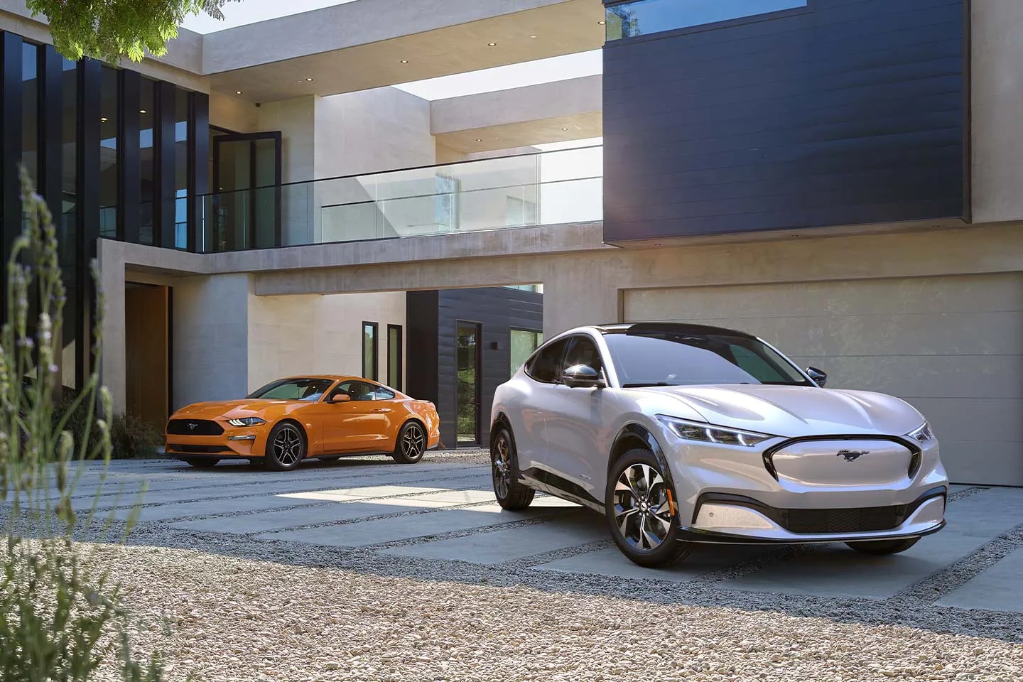 Ford Mustang vehicles sitting outside on a driveway