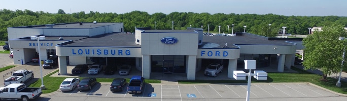 Zoomed out image of the Louisburg Ford dealership