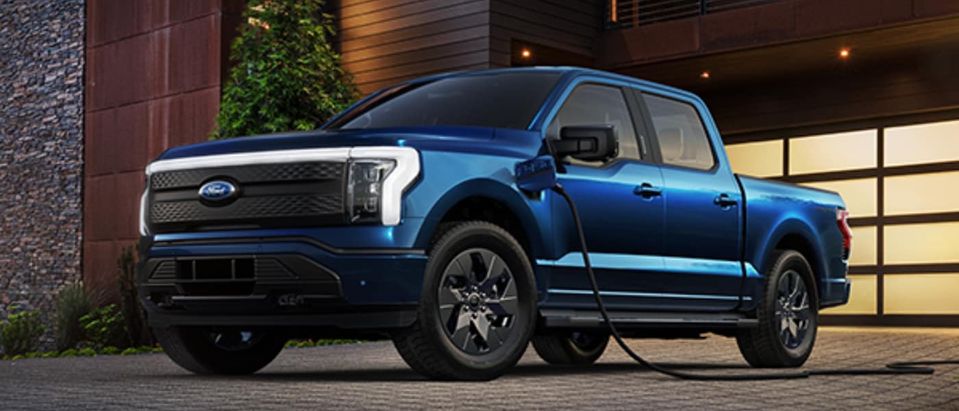 2024 Ford F-150 Lightning Exterior Blue Parked While Charging At Home