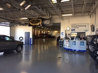 Inside the service center of Louisburg Ford