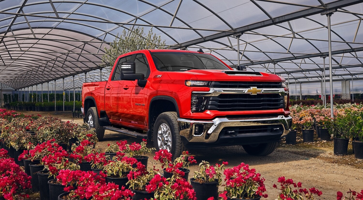 Silverado 2500 Work Truck parked inside a greenhouse