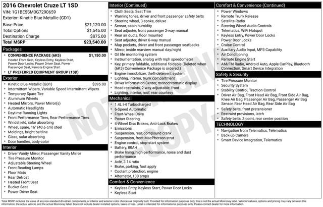 2016 Chevrolet Cruze LT