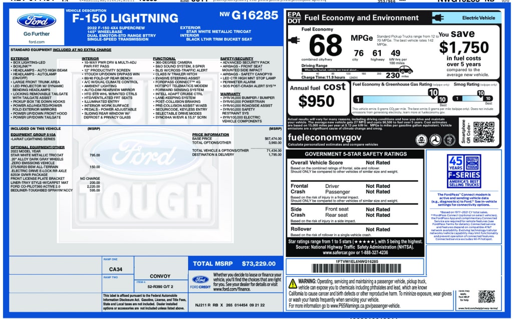 Used 2022 Ford F-150 Lightning Lariat Truck