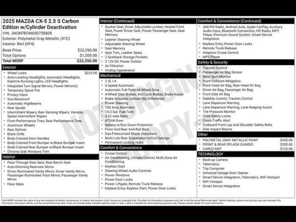 New 2025 Mazda CX-5 2.5 S Carbon Edition AWD Sport Utility