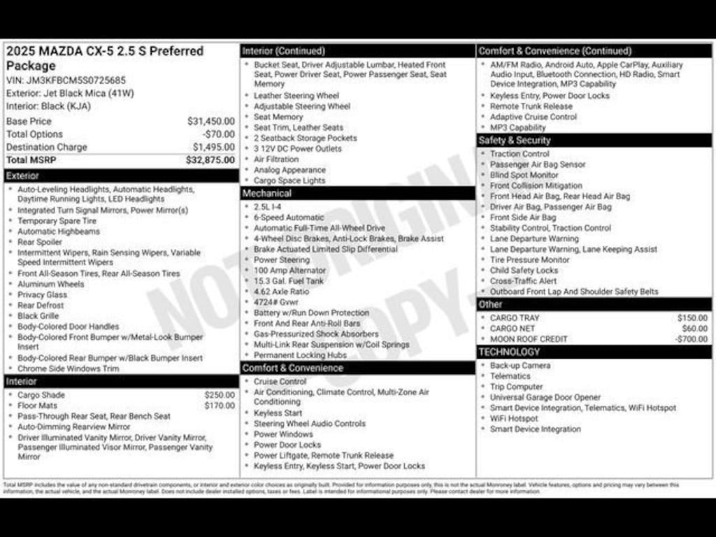 New 2025 Mazda CX-5 2.5 S Preferred AWD Sport Utility