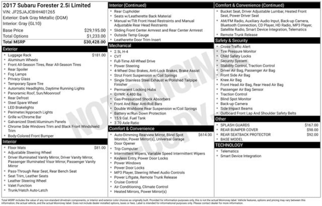 Used 2017 Subaru Forester 2.5i Limited SUV