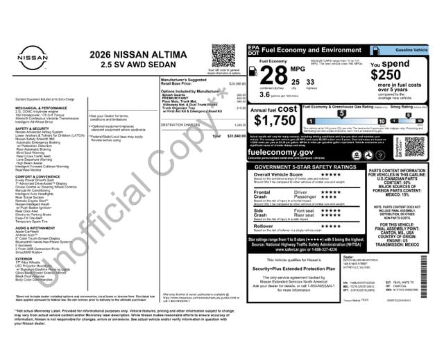 2026 Nissan Altima 2.5 SV AWD's photo