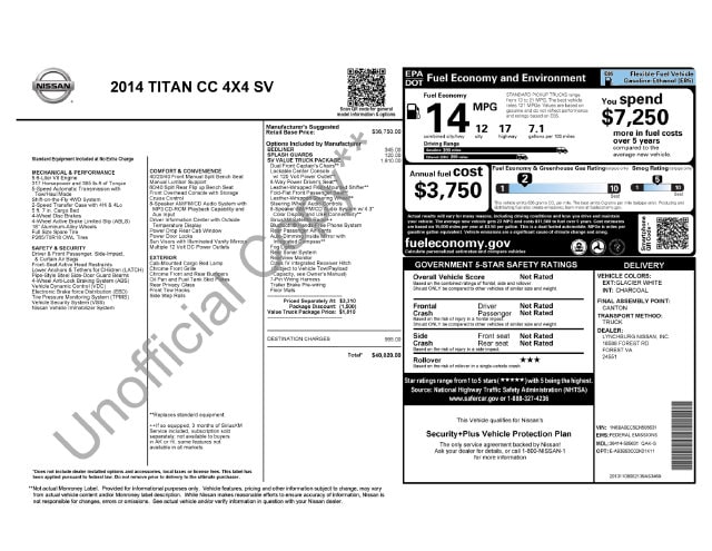 Used 2014 Nissan Titan SV with VIN 1N6BA0EC5EN505631 for sale in Forest, VA