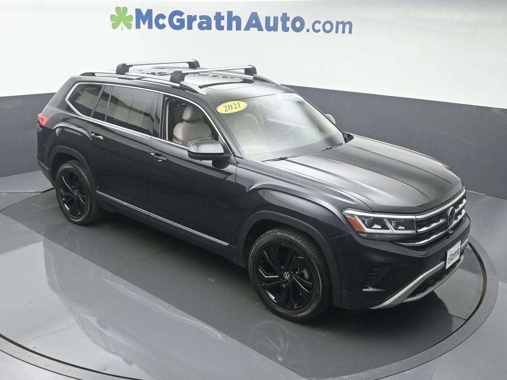 Used 2021 Volkswagen Atlas SEL Premium with VIN 1V2TR2CA9MC579141 for sale in Marion, IA