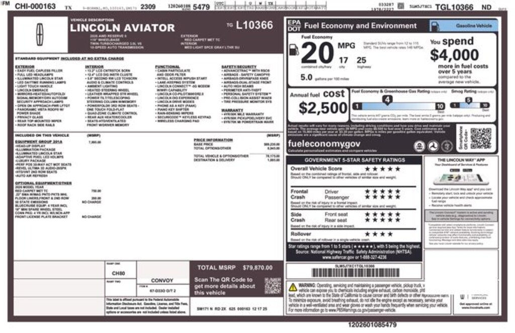 New 2026 Lincoln Aviator Reserve SUV