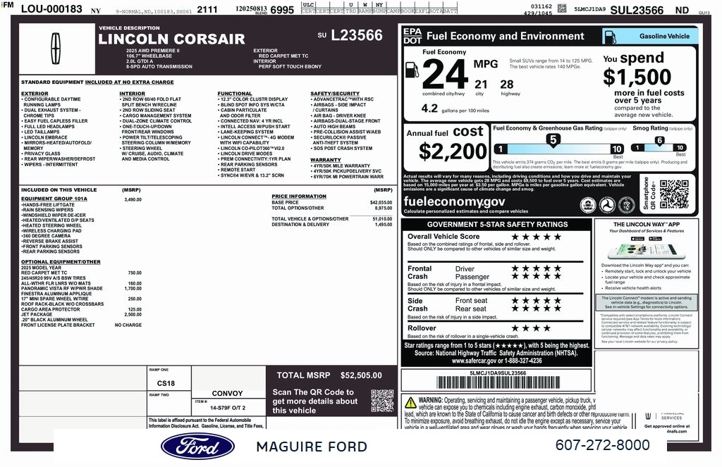 New 2025 Lincoln Corsair Premiere SUV