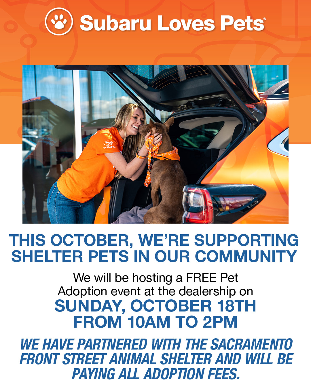Campaig Subaru Loves Pets. Woman holding a dog