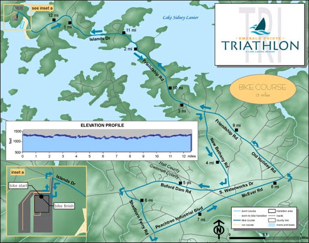 Lake Lanier Islands Triathlon bike path map