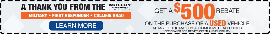 $500 Rebate on the Purchase of a Used Vehicle