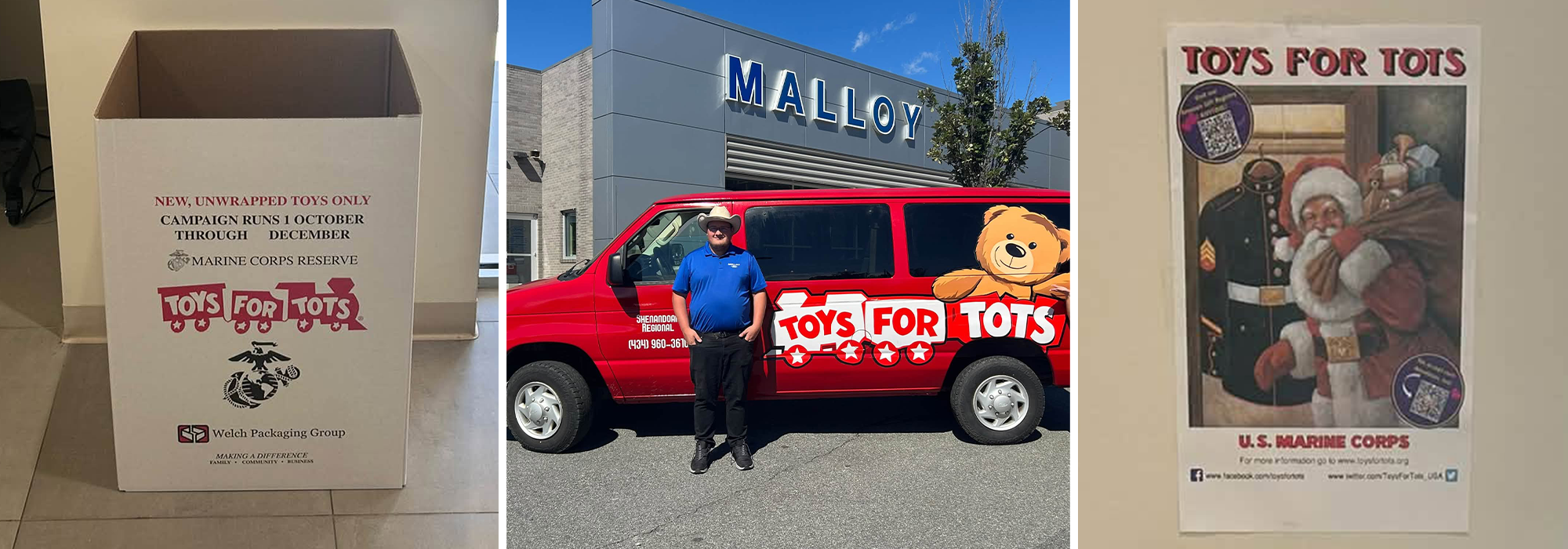 New, unwrapped toys for the Malloy Ford of Charlottesville Toys for Tots drive