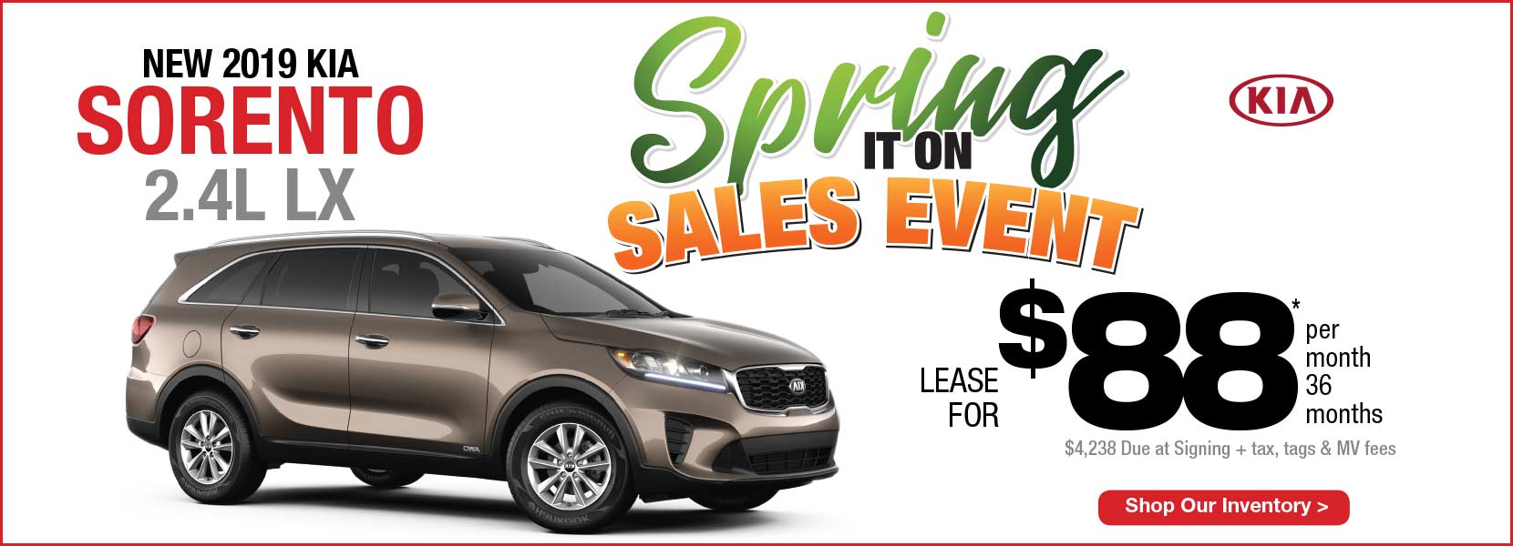 New 2019 Kia Sorento 2.4L LX Lease Manahawkin Kia NJ