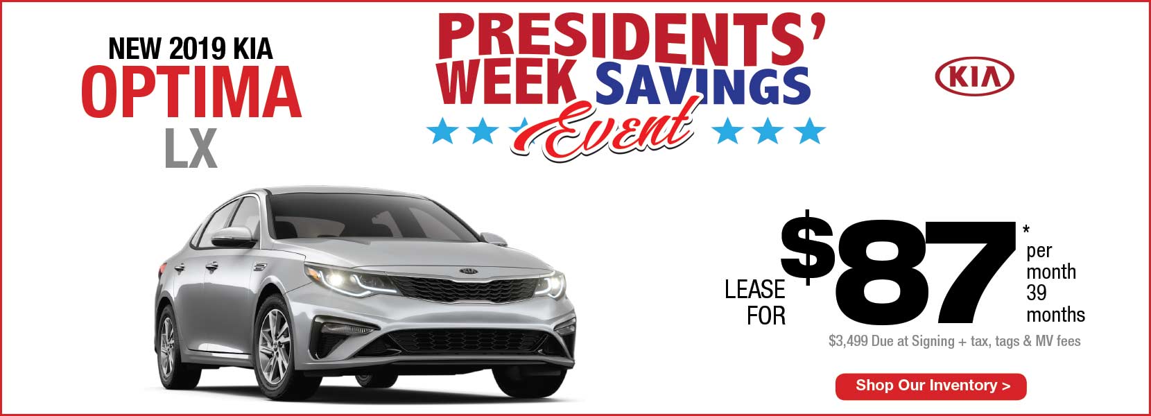 New 2019 Kia Optima LX Lease For Manahawkin Kia NJ