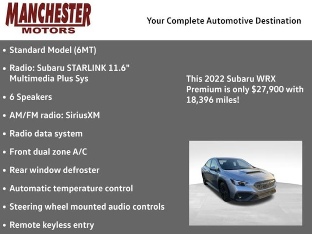 Used 2022 Subaru WRX Premium Sedan