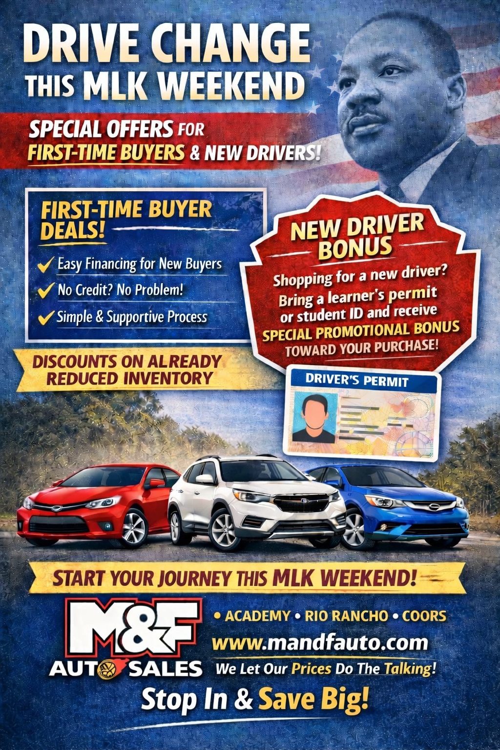  Drive Change with M & F this MLK Weekend Flyer