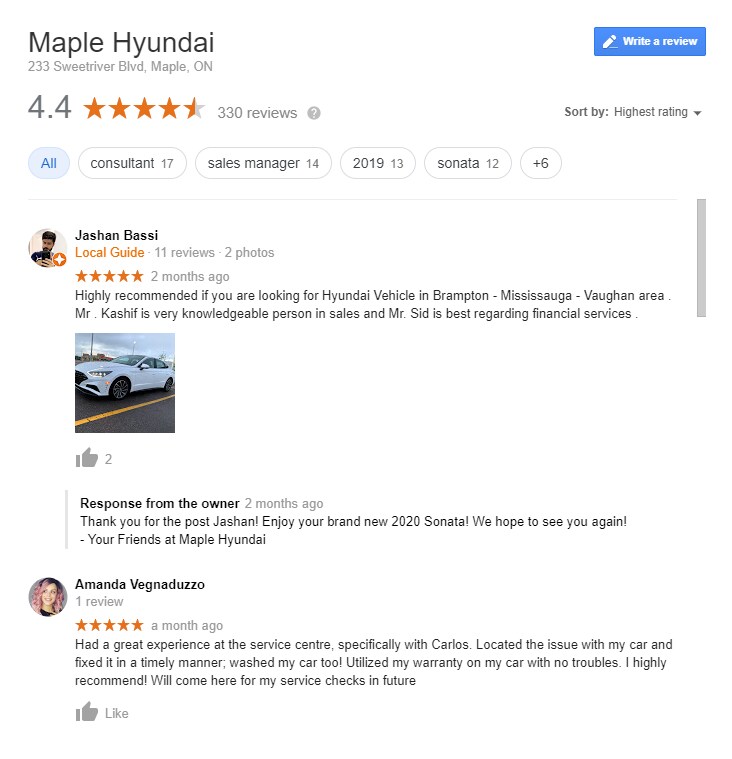Car Dealership Reviews - Maple Hyundai