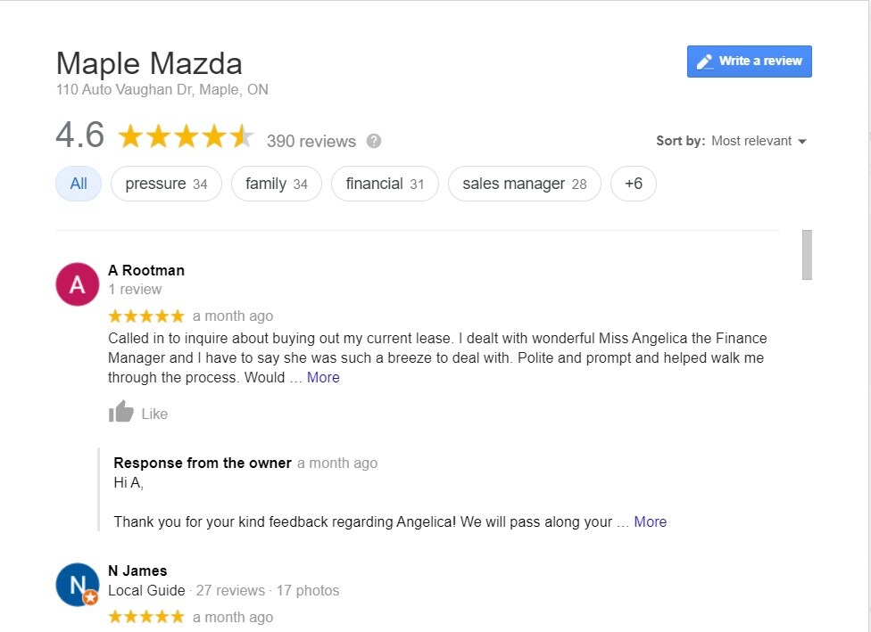 Maple Mazda Reviews
