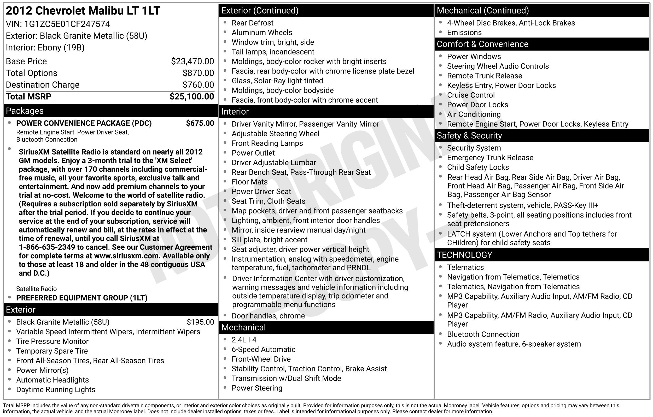 Used 2012 Chevrolet Malibu LT w/1LT Sedan