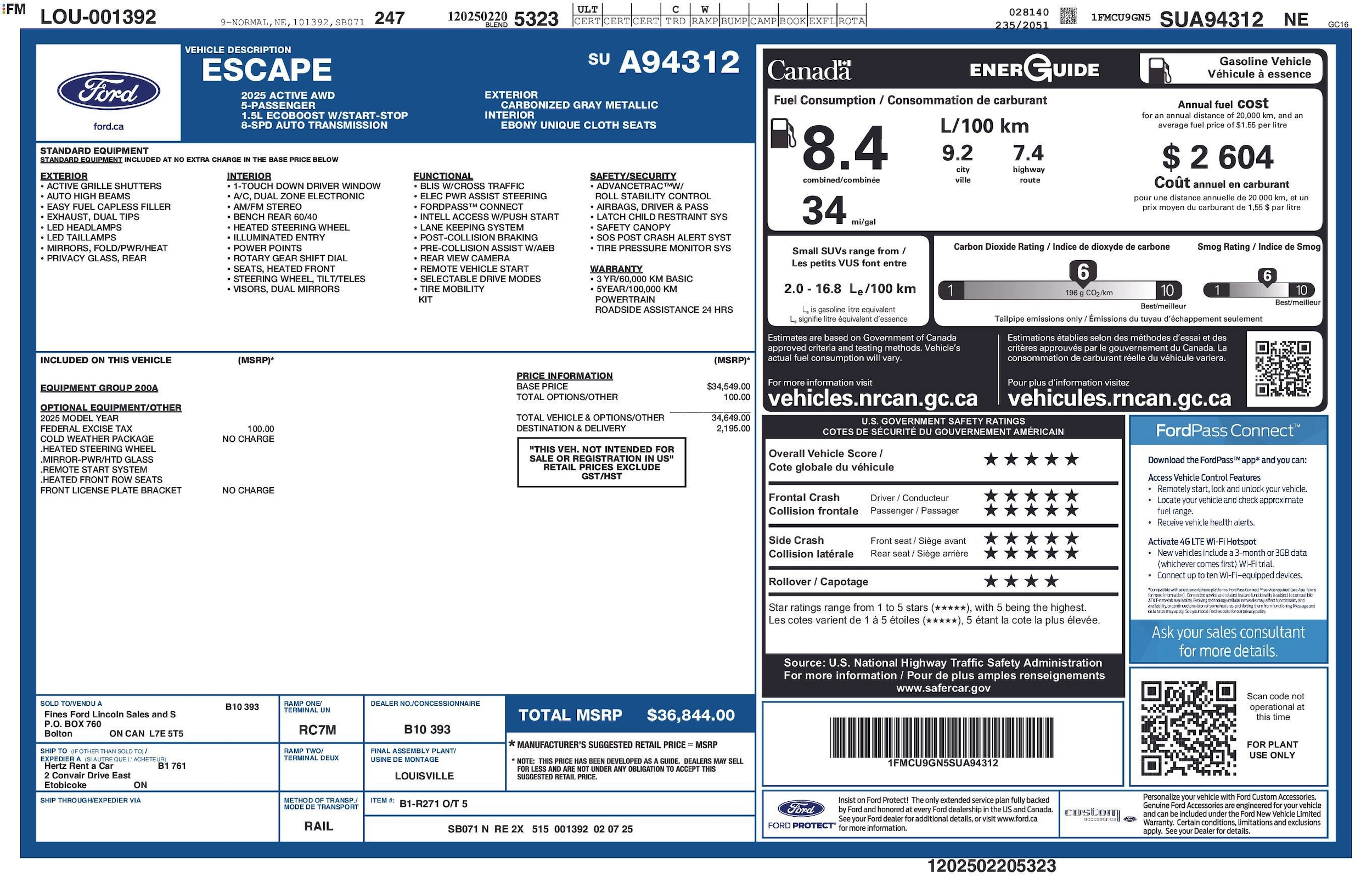 Used 2025 Ford Escape Active with VIN 1FMCU9GN5SUA94312 for sale in Stow, OH