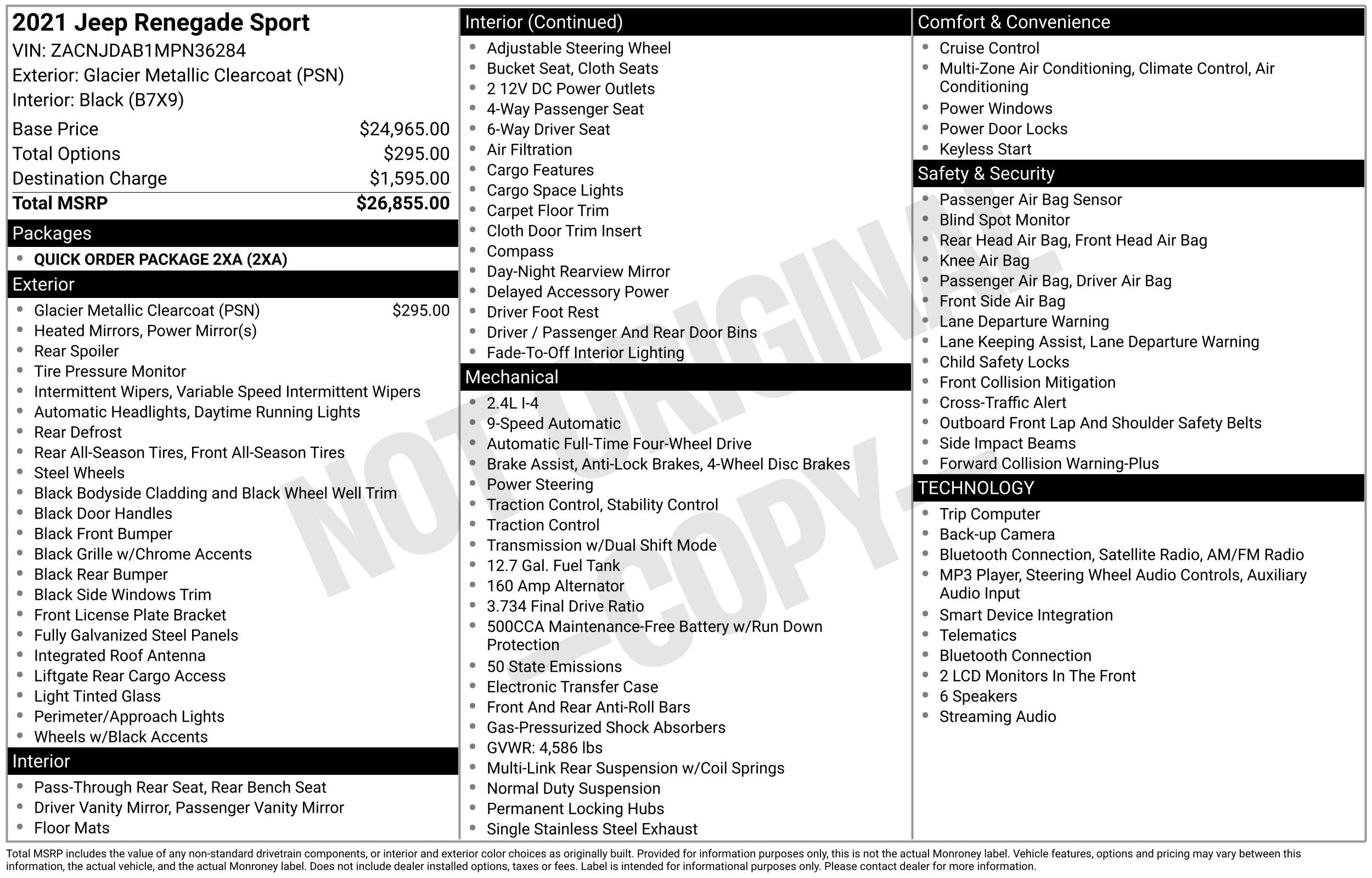 Used 2021 Jeep Renegade Sport with VIN ZACNJDAB1MPN36284 for sale in Stow, OH