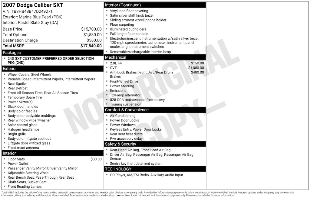 Used 2007 Dodge Caliber SXT Hatchback