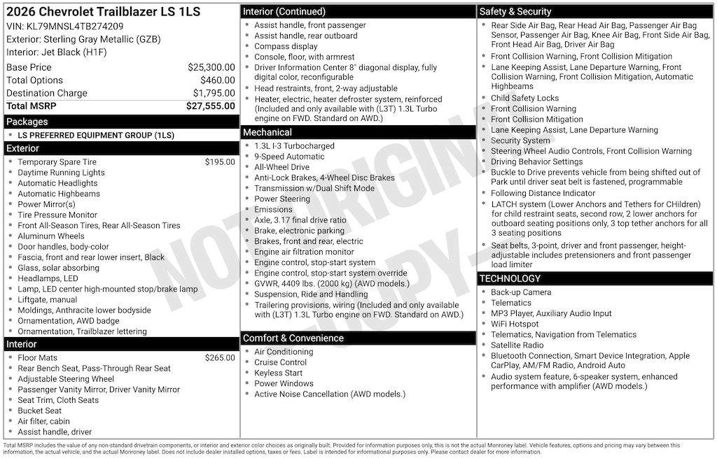 New 2026 Chevrolet Trailblazer LS SUV