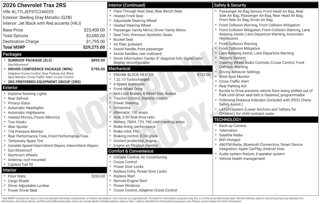 New 2026 Chevrolet Trax 2RS SUV