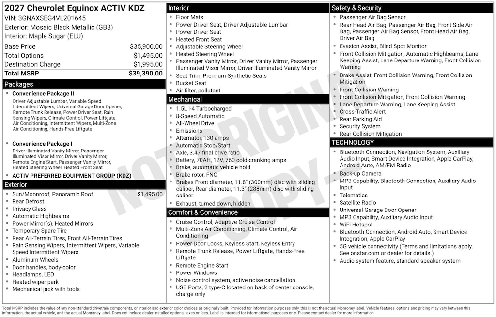 New 2027 Chevrolet Equinox Activ SUV
