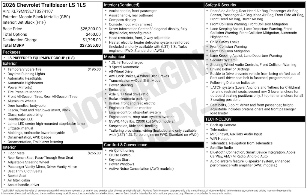 New 2026 Chevrolet Trailblazer LS SUV