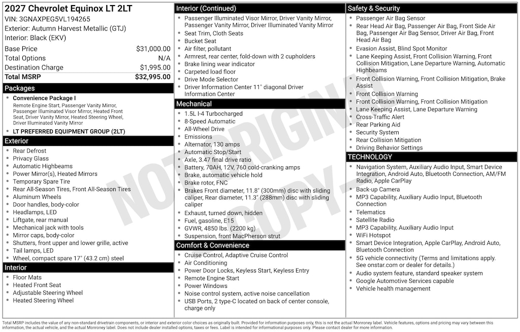 New 2027 Chevrolet Equinox LT SUV