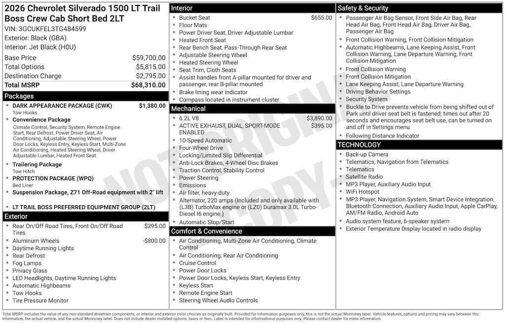 New 2026 Chevrolet Silverado 1500 LT Trail Boss Truck