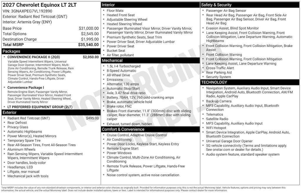 New 2027 Chevrolet Equinox LT SUV