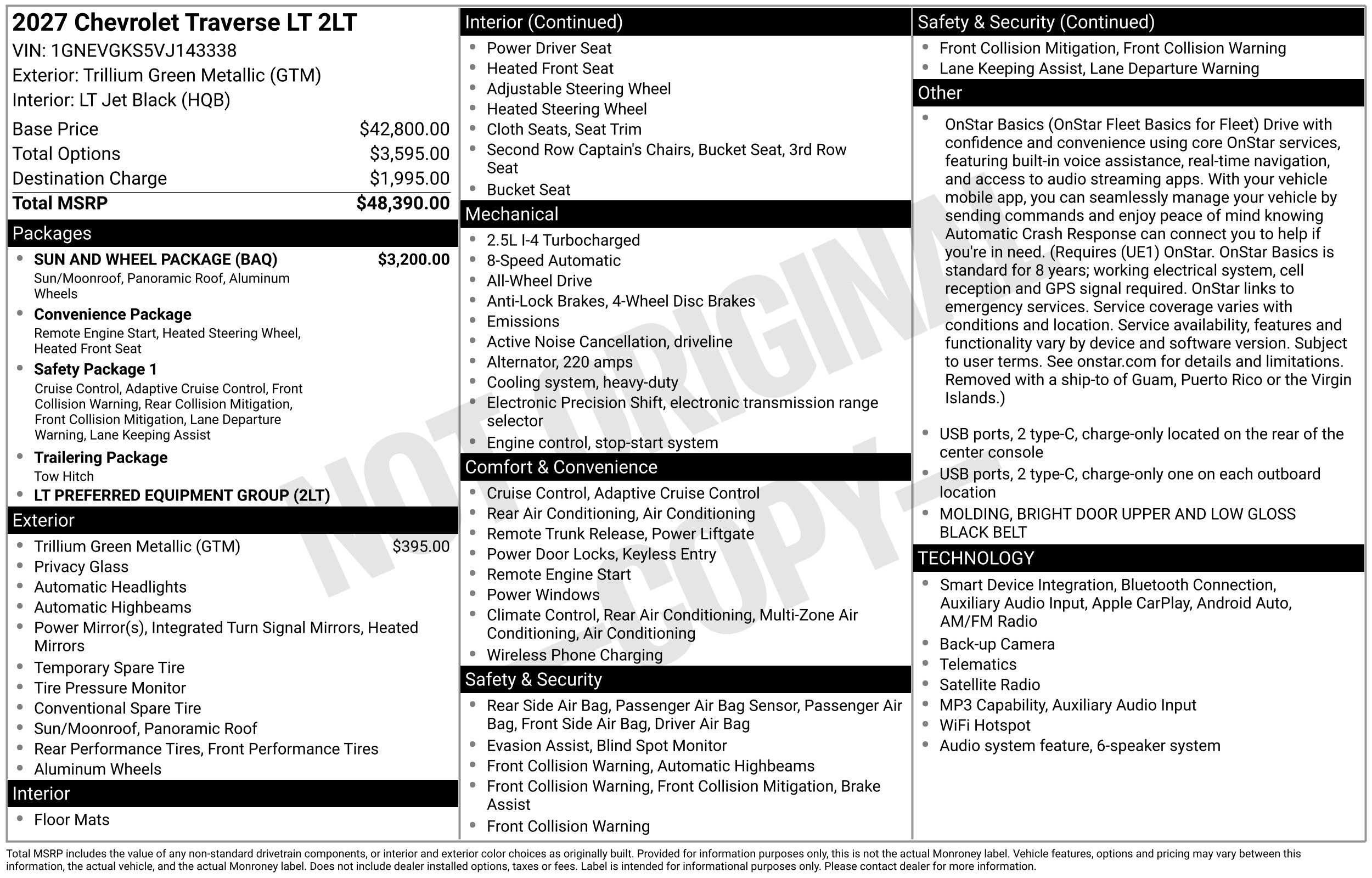 New 2027 Chevrolet Traverse LT SUV