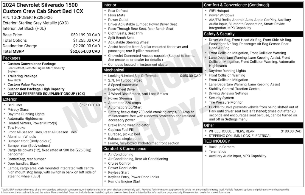 Used 2024 Chevrolet Silverado 1500 Custom Truck Crew Cab