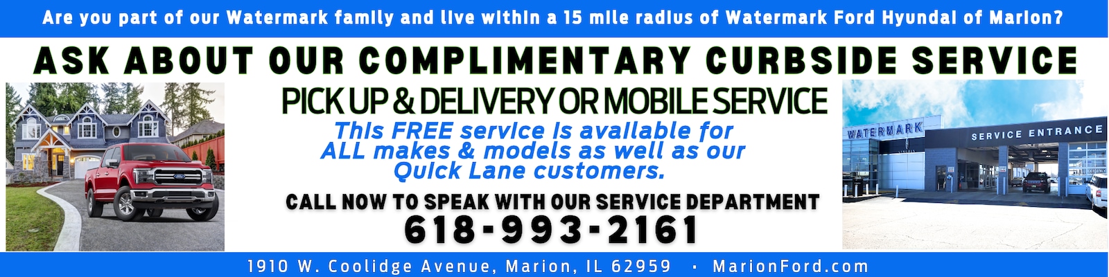 Complimentary Curbside pick up and delivery