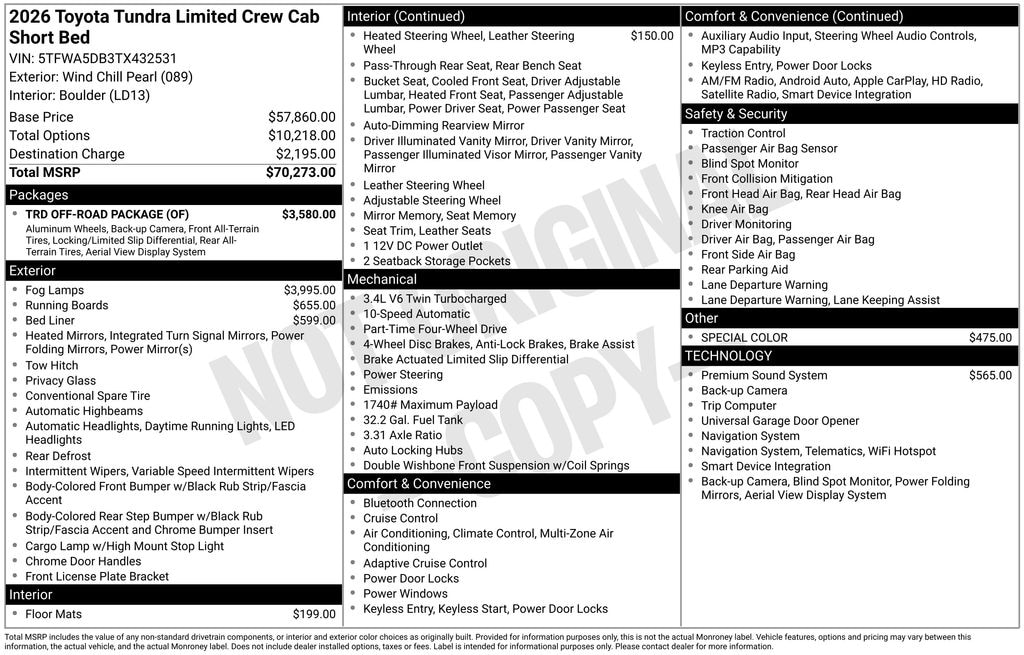 New 2026 Toyota Tundra Limited LIMITED CREWMAX 5.5